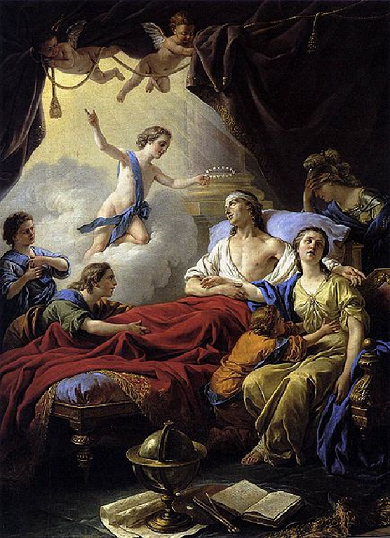 Allégorie de la mort du Dauphin Louis-Ferdinand de France - par Louis Jean François Lagrenée – 1765 - huile sur toile de 129 x 97 cm - Musée national du château de Fontainebleau